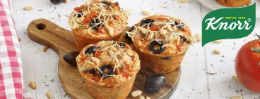 Muffin façon pizza Soupe tomattes basilic Knorr apéro dinatoire