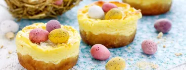 Des cheesecakes nids de Pâques.