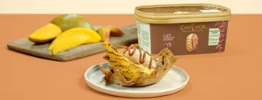 Café – Crème glacée – Dessert – Tuile – Praliné – Mangue