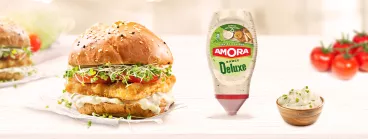 Un fish’n chips burger avec Amora