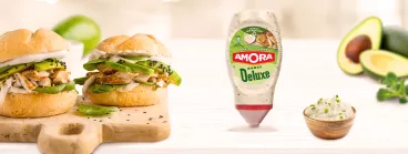 Un chicken burger avec Amora