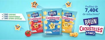 Fond bleu Belin croustilles stars avec packs, logo et la valeur faciale