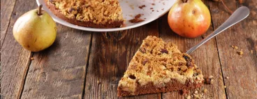 Crumble pomme-poire aux amandes, noisettes et chocolat Côte d'Or