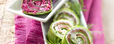 Duos de petits roulés en vert et rose avec Philadelphia® par Annelyse