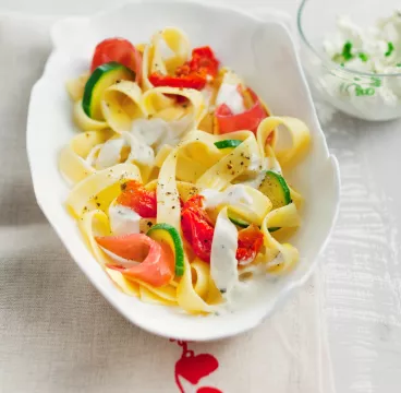 "Philadelphia® Pasta" au jambon cru