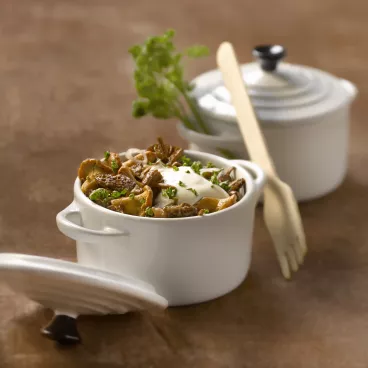 Champignons des bois aux échalotes et crème de persil