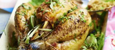 Poulet fourré à la citronnelle, quinoa et petits légumes