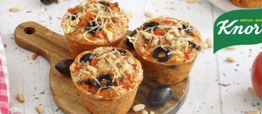Muffin façon pizza Soupe tomattes basilic Knorr apéro dinatoire