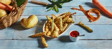 Tempura antigaspillage d’épluchures de légumes 