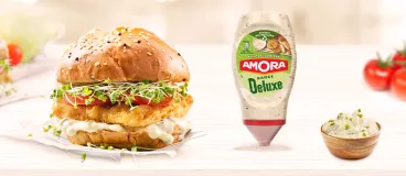 Un fish’n chips burger avec Amora