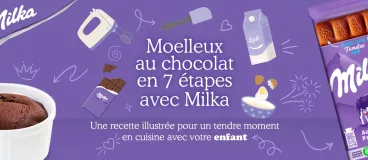 Recette moelleux au chocolat Milka sur fond violet