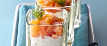 Verrine fraîcheur de saumon au fromage frais, concombre et TUC®