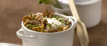 Champignons des bois aux échalotes et crème de persil