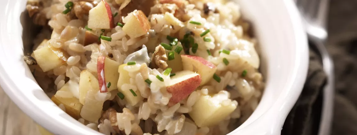 Risotto aux pommes, noix et gorgonzola