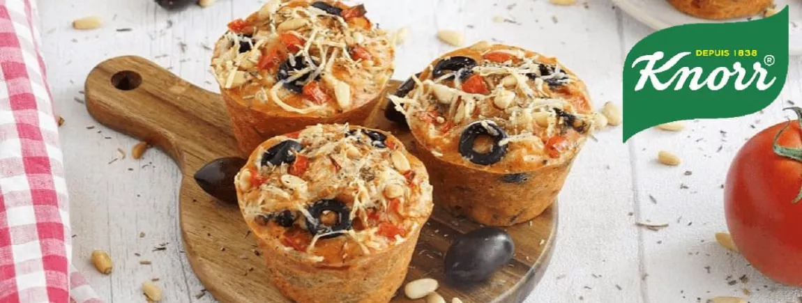 Muffin Soupe Knorr® « comme à la maison », Tomates pointe de basilic façon pizza by Julya66 Muffin façon pizza Soupe tomattes basilic Knorr apéro dinatoire