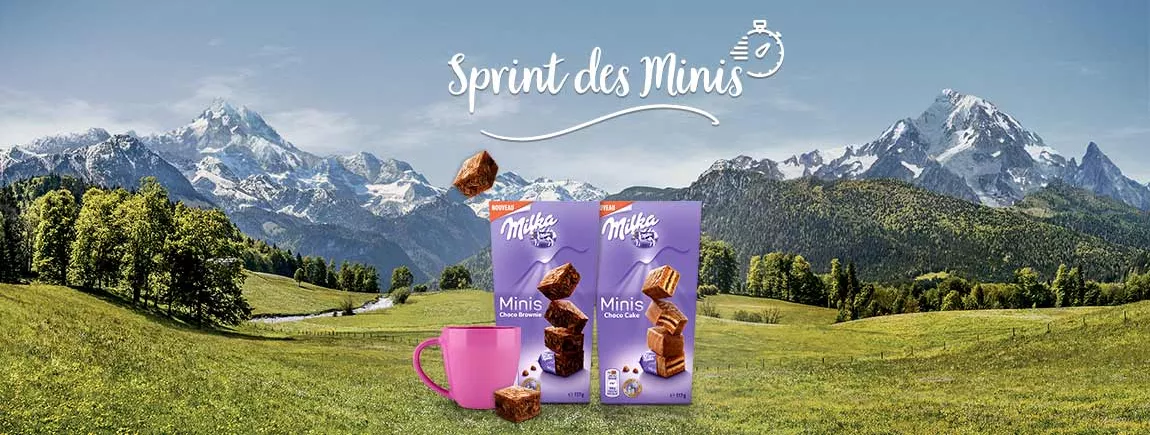 Prêt à relever le défi Milka® ? Jouez au Spint des minis et découvrez les nouveaux gâteaux Milka
