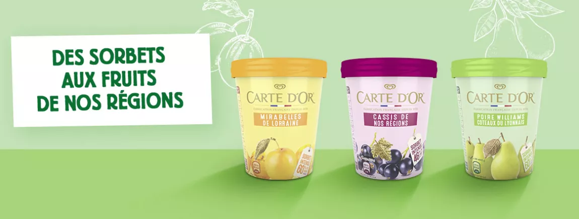 Des sorbets aux fruits de nos régions Carte d’Or sorbets fruits de nos régions