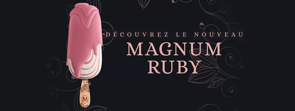Magnum Ruby, la nouvelle expérience chocolat. glace nouveau Magnum ruby fèves cacao naturel