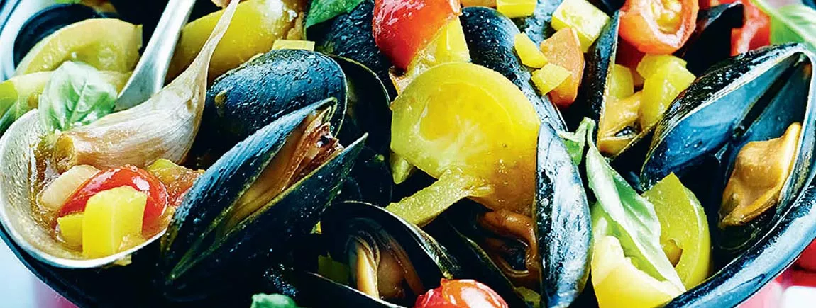 Cocotte de moules aux tomates tricolores Moules aux tomates tricolores