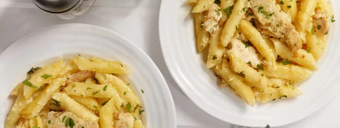 Simplissime: les pâtes au poulet et à la pointe de moutarde Pâtes à la moutarde avec Amora ®