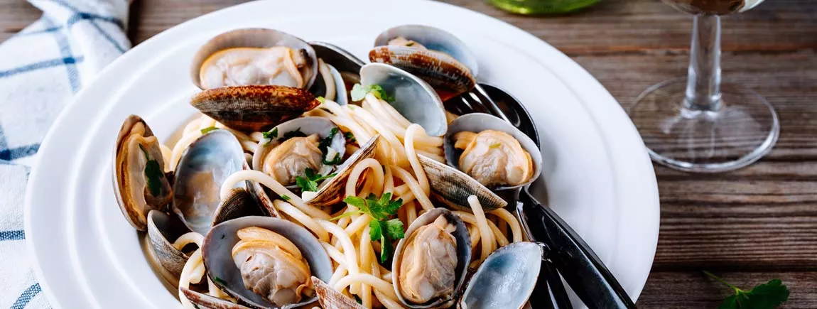 Linguine alle vongole Linguine aux fruits de mer