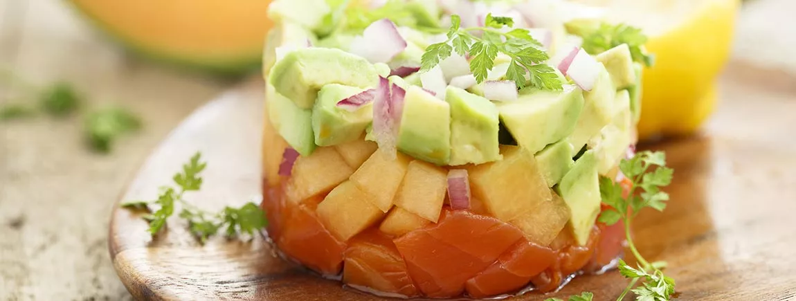 Ceviche saumon melon avocat