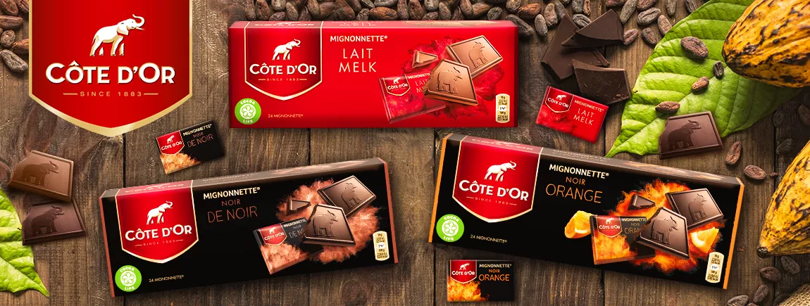 Les mignonnettes de Côte d'Or, pour un moment intense Packs de Côte d’Or mignonnettes sur un fond bois