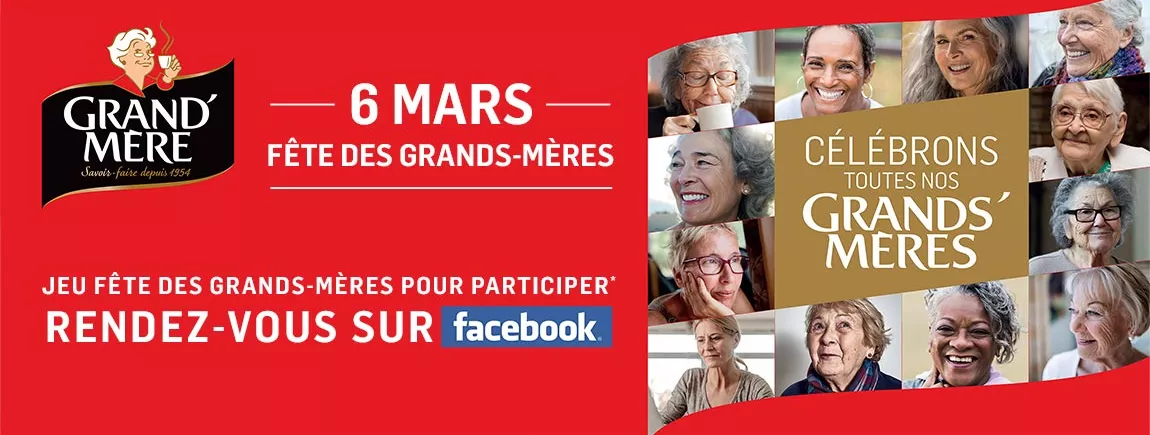 Fête des grands-mères : 6 mars avec des photos sur fond rouge