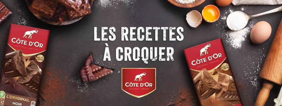 Côte d’Or L’original avec des ingrédients pour pâtisser. 