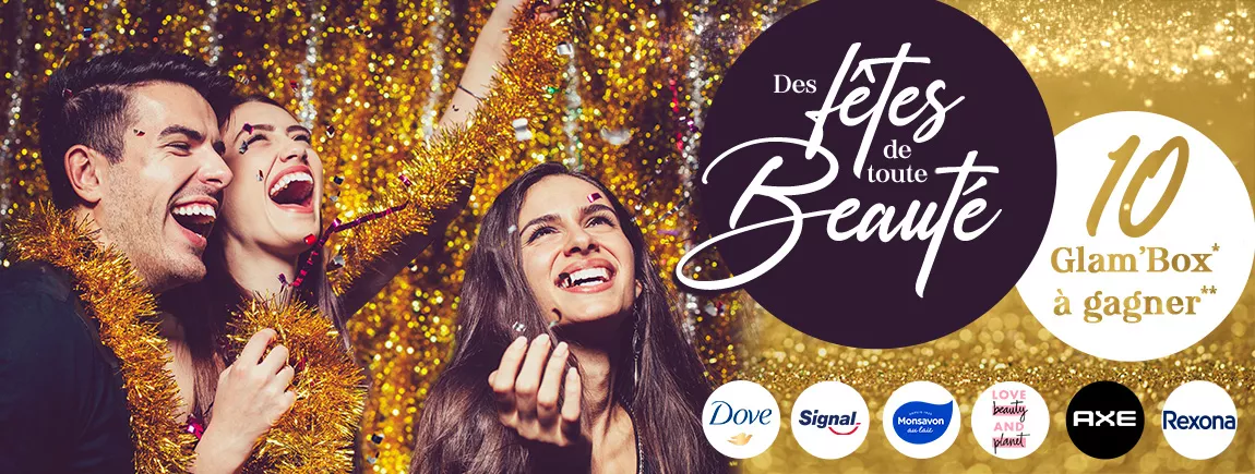 Nos conseils beauté pour être au top durant les fêtes ! Gagnez votre coffret beauté Glam'Box avec vos marques préférées. L'occasion idéale pour sortir le grand jeu et illuminer vos fêtes !