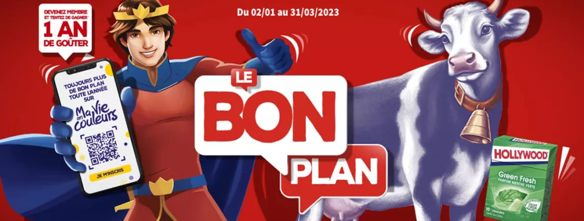 LE BON PLAN 2023 : 1 an de goûter** à tenter de gagner* Prince, Milka et Hollywood présents sur un fond rouge