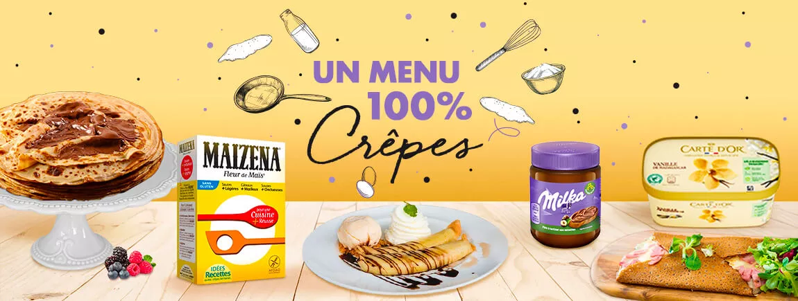 Votre menu 100% crêpes pour une Chandeleur réussie avec Maïzena Recettes gratuites pour réussir des crêpes facilement.