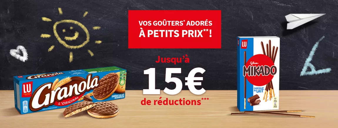 Un fond de tableau et des pack Granola et Mikado