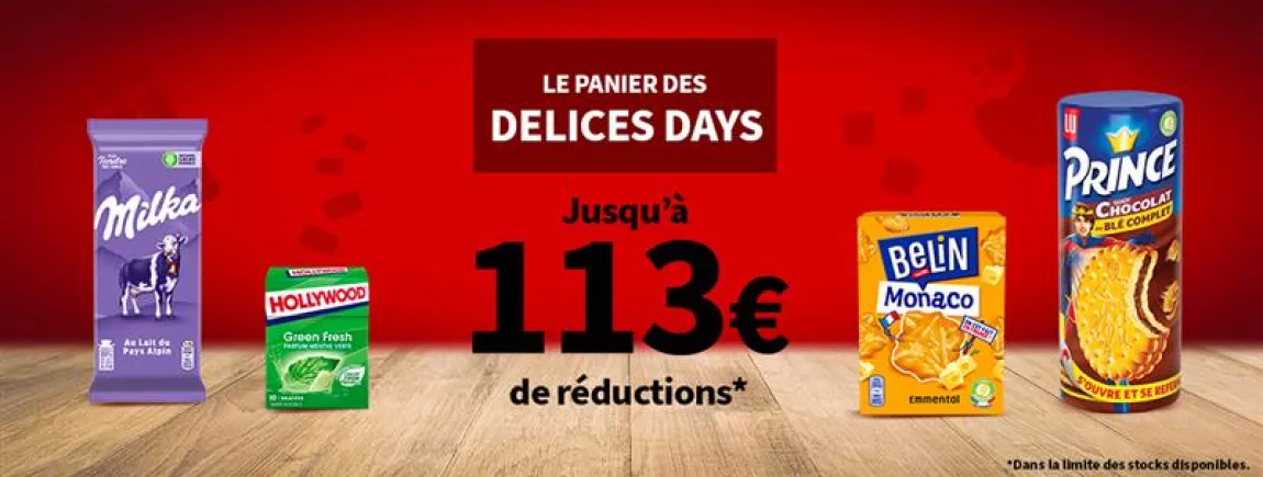 Des packs Prince, Milka et Hollywood sur une table en bois