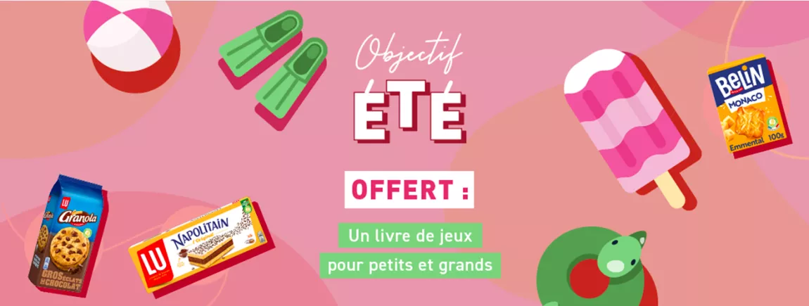 Les vacances n’ont jamais été aussi amusantes ! Sur un fond rose des packs et jeux de plage