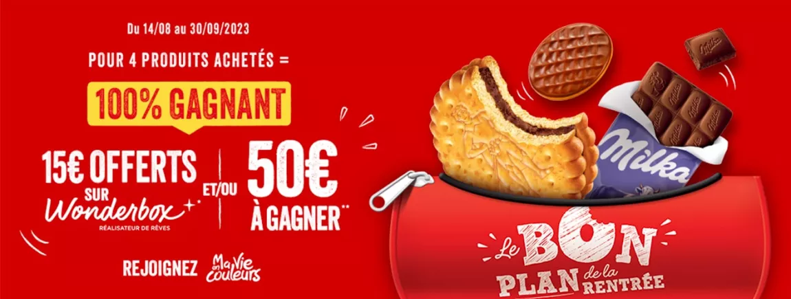 Le bon plan de la rentrée 2023 Une trousse avec des biscuits Prince et chocolat Milka qui en sortent