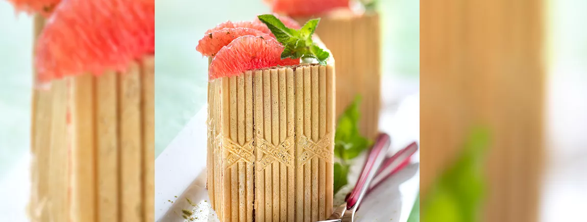 Charlottine de thé vert et pamplemousse avec La Paille d’Or ® Charlottine de thé vert et pamplemousse avec La Paille d’Or®
