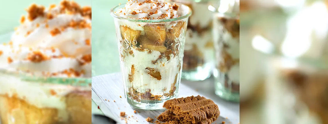 Verrines de poires aux Speculoos Bastogne® LU et chantilly