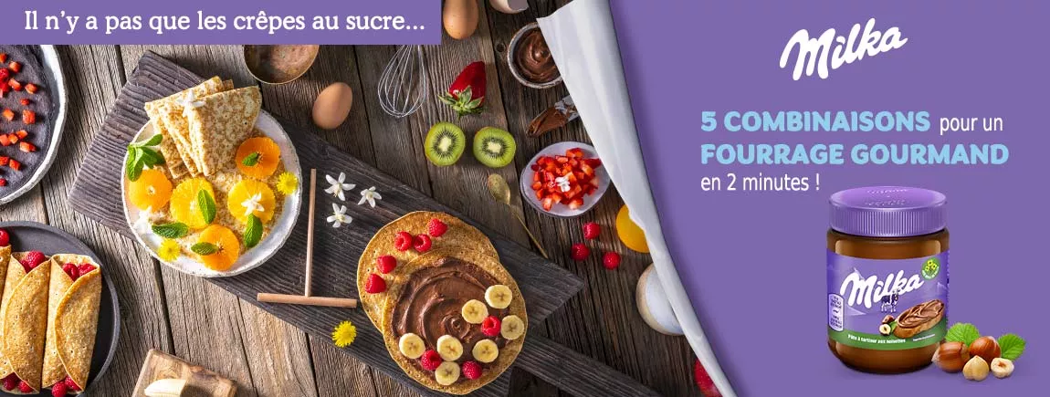 Chandeleur : des combinaisons rapides et délicieuses pour un nappage gourmand avec la pâte à tartiner Milka CHANDELEUR
