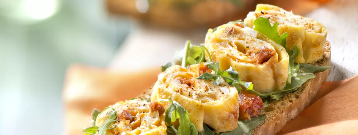 Omelette au chorizo et roquette avec Pelletier® Omelette au chorizo et roquette avec Pelletier®