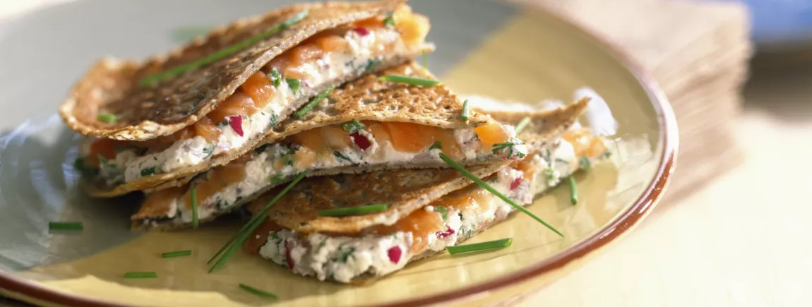 Galettes de farine de sarrasin au saumon fumé