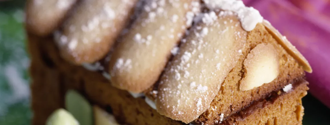 Maison en pain d'épices, biscuits et pâte d'amande Maison en pain d'épices Vandame®, biscuits et pâte d'amande