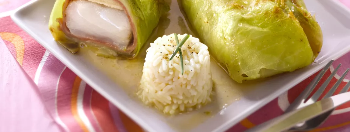 Cabillaud en papillote de feuille de chou