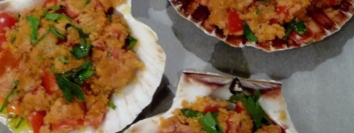 Pétoncles gratinées en coquilles Pétoncles gratinées en coquilles