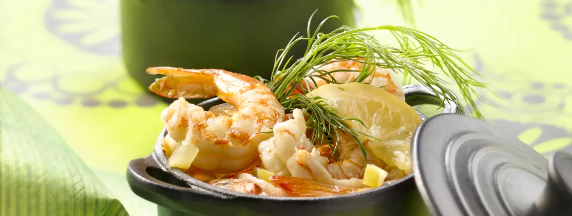 Gambas au citron confit et à l’aneth Gambas au citron confit et à l’aneth